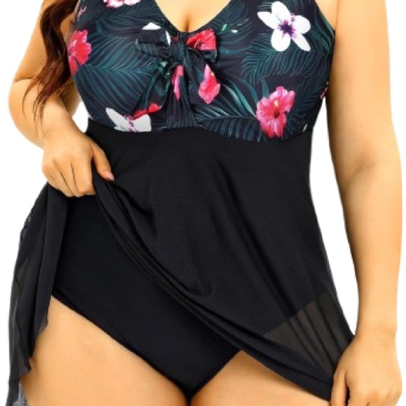 Floral Black Swim Dress 18W - Picture 3 of 7